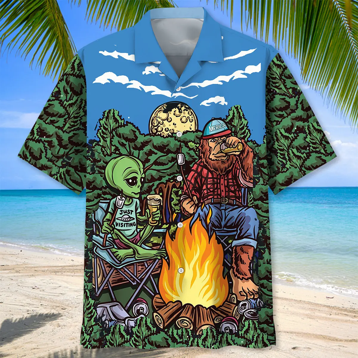 alien-bigfoot-campfire-night-hawaiian-shirt-1