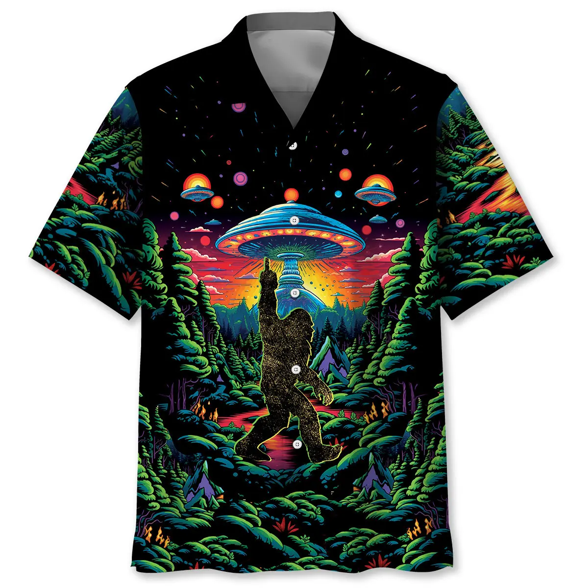 alien-bigfoot-middle-finger-hawaiian-shirt
