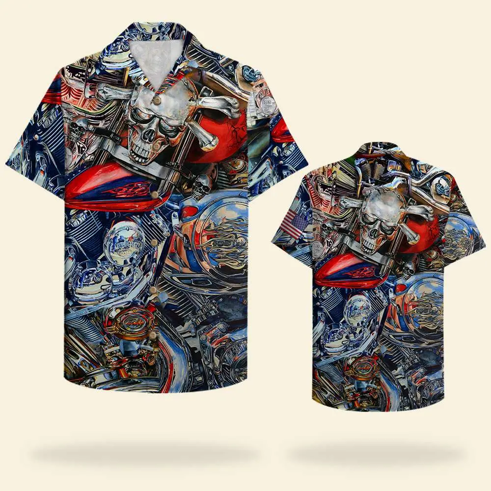 American Biker Pattern Unisex Hawaiian Shirt Aloha Shirt Summer Vibe HWBN2765602 - Beltina