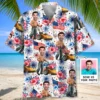 American Man Moving Lawn Mower Custom Photo Face Hawaiian Shirt HWBN2764792 - Beltina