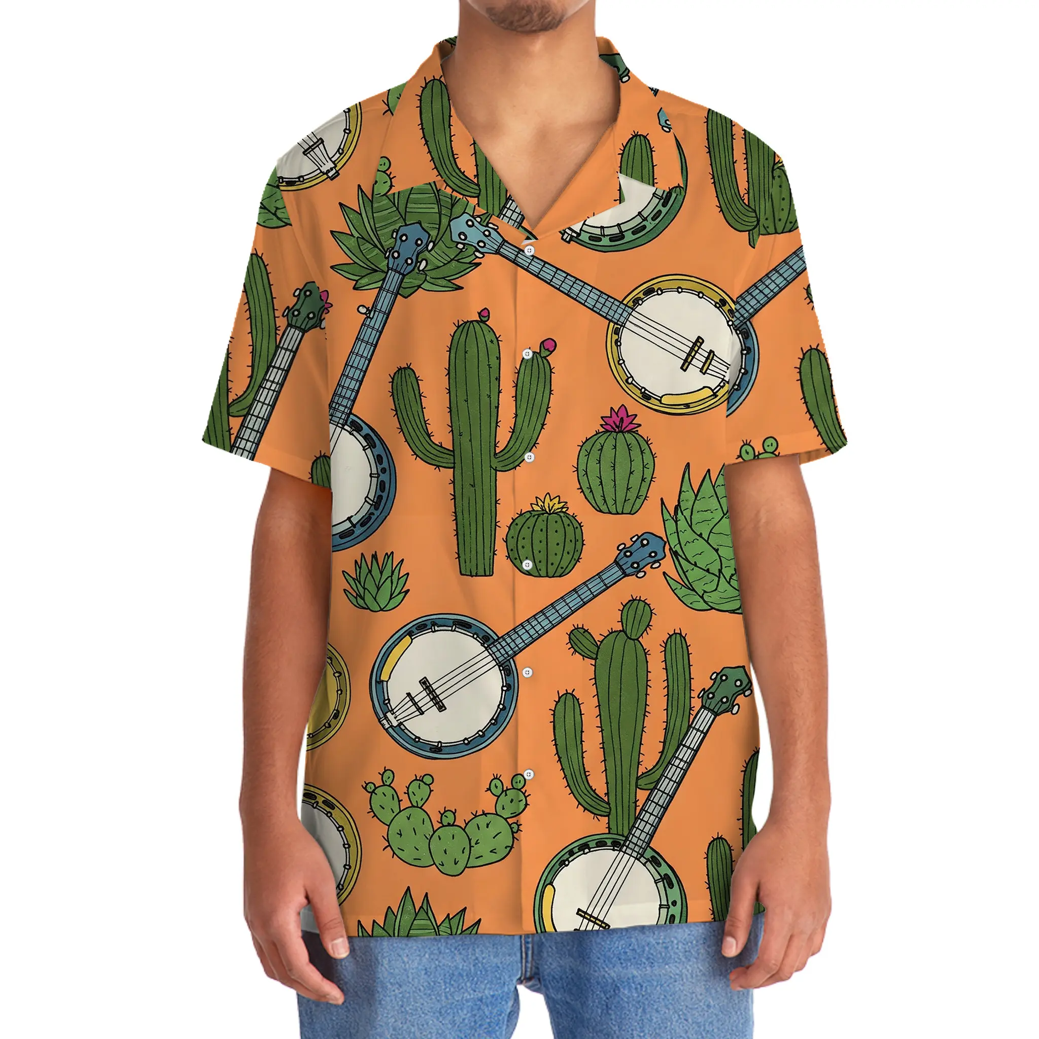 banjo-cactus-pattern-hawaiian-shirt-3