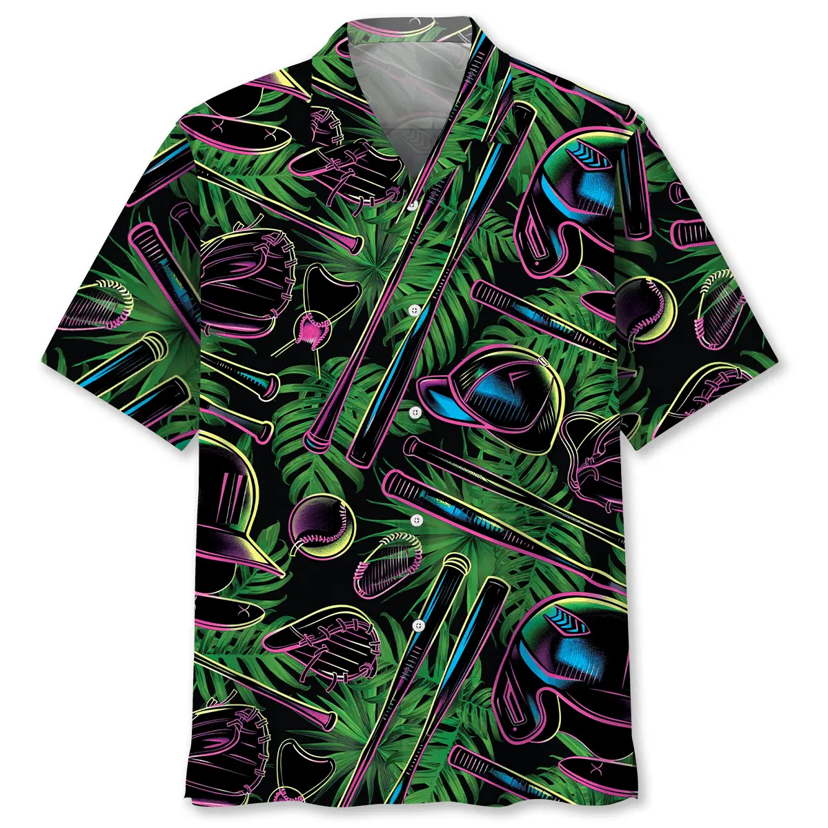 baseball-neon-tropical-hawaiian-shirt