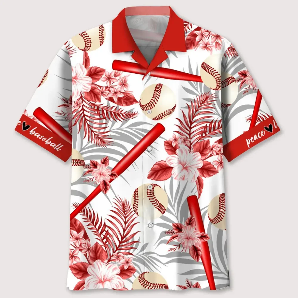Baseball Red Hawaiian Shirt HWBN2762379 - Beltina