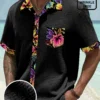 Basic Floral Patchwork Printed Men's Seersucker Stretch Hawaiian Shirt HWBN2765099 - Beltina