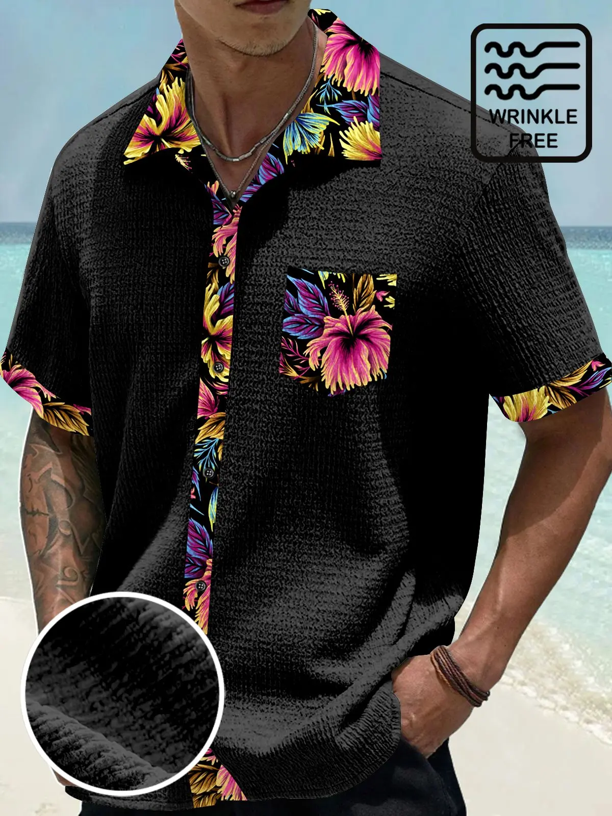 basic-floral-patchwork-printed-mens-seersucker-stretch-hawaiian-shirt