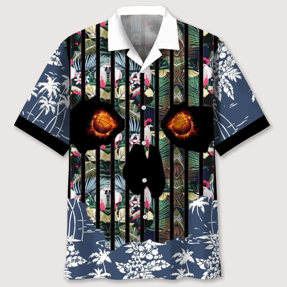 Basketball Flower Skull Hawaiian Shirt HWBN2762384 - Beltina