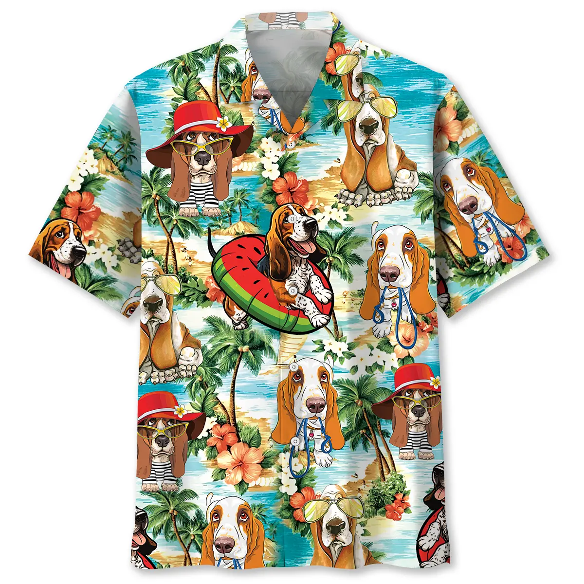 basset-hound-beach-hawaiian-shirt