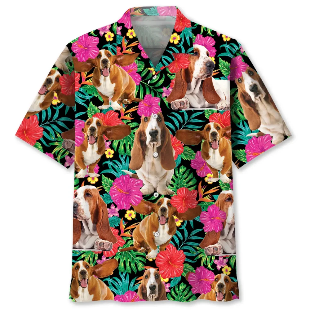Basset Hound Flowers Hawaiian Shirt HWBN2763034 - Beltina
