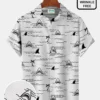 Beach Holiday White Men's Hawaiian Shirts Cartoon Shark Coconut Tree Camp Shirts HWBN2765349 - Beltina