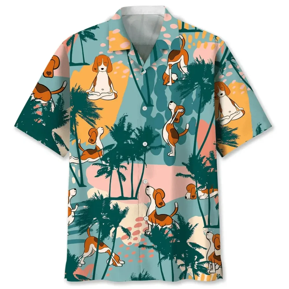 Beagle Palm Tree Colorful Hawaiian Shirt HWBN2762121 - Beltina