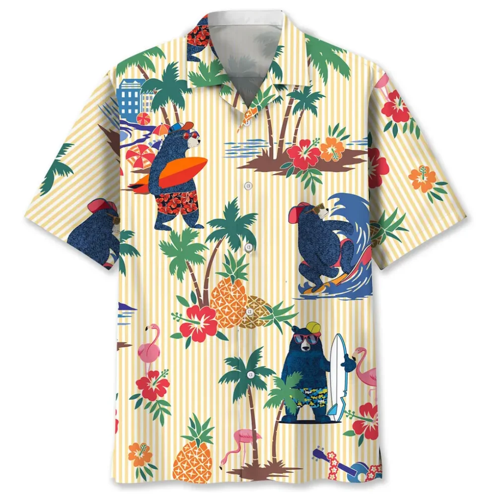 Bear Surfing Tropical Hawaiian Shirt HWBN2762612 - Beltina
