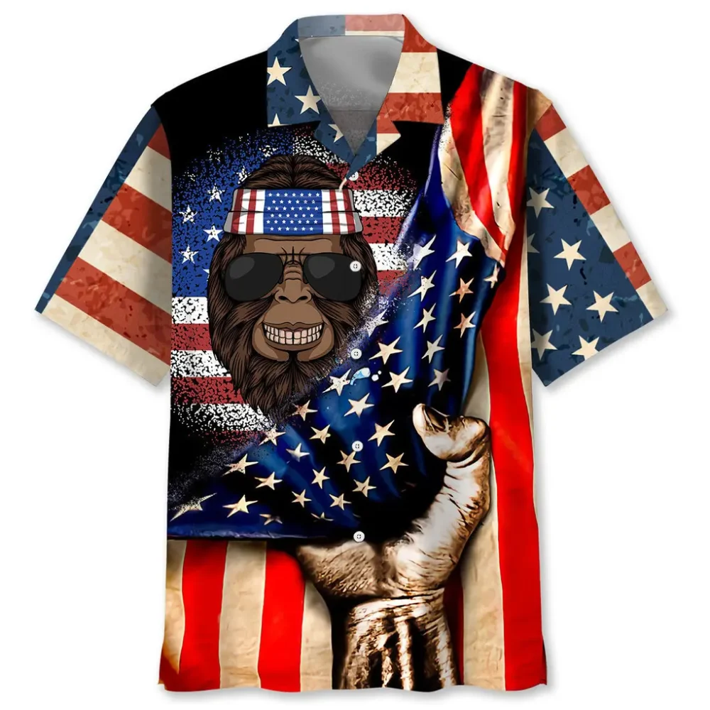 Bigfoot American Flag Hawaiian Shirt HWBN2762410 - Beltina