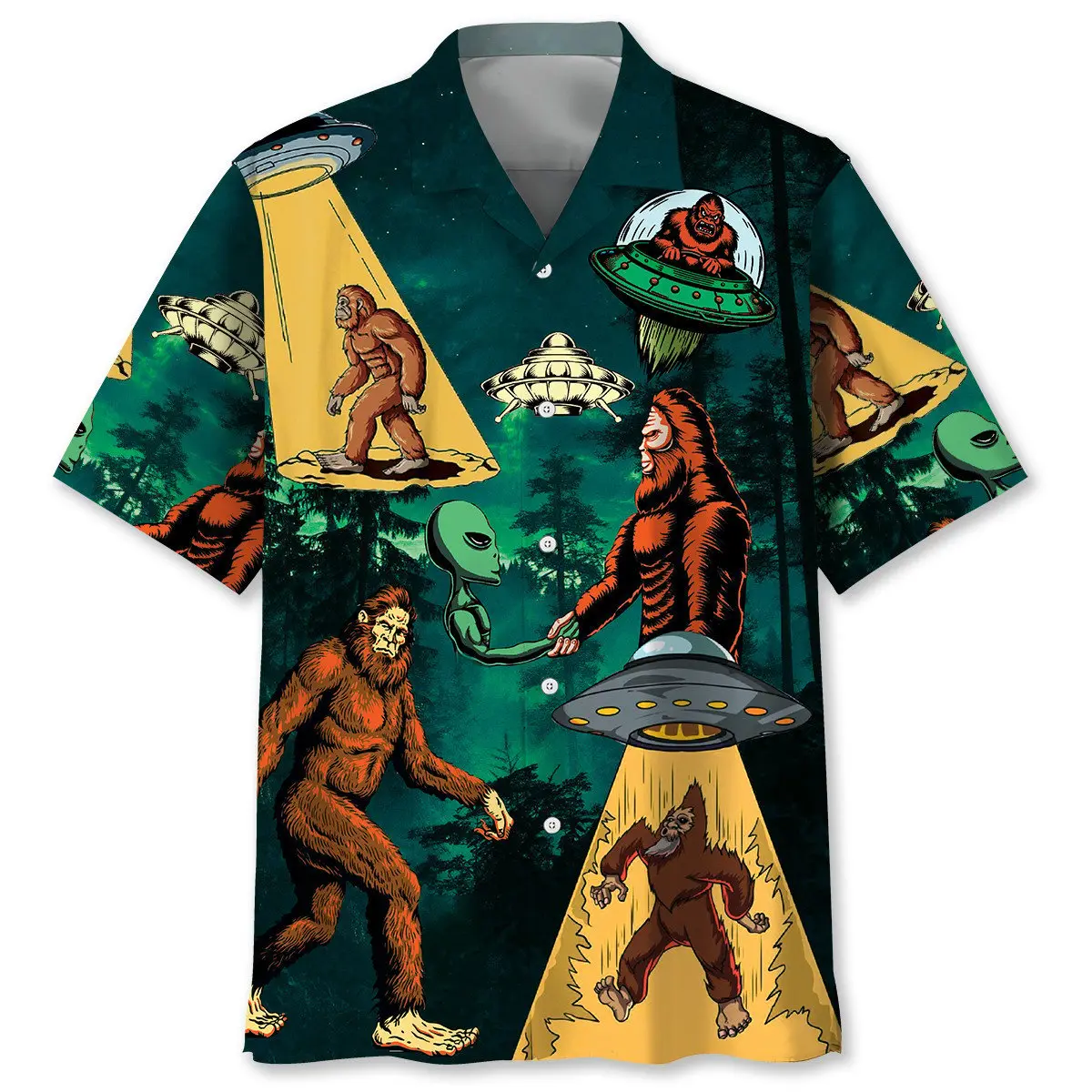 bigfoot-and-alien-alliance-hawaiian-shirt