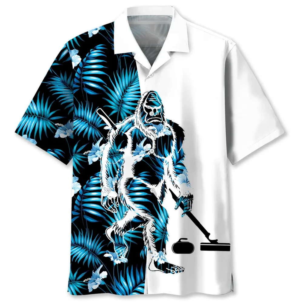 Bigfoot Curling Tropical Hawaiian Shirt HWBN2762888 - Beltina