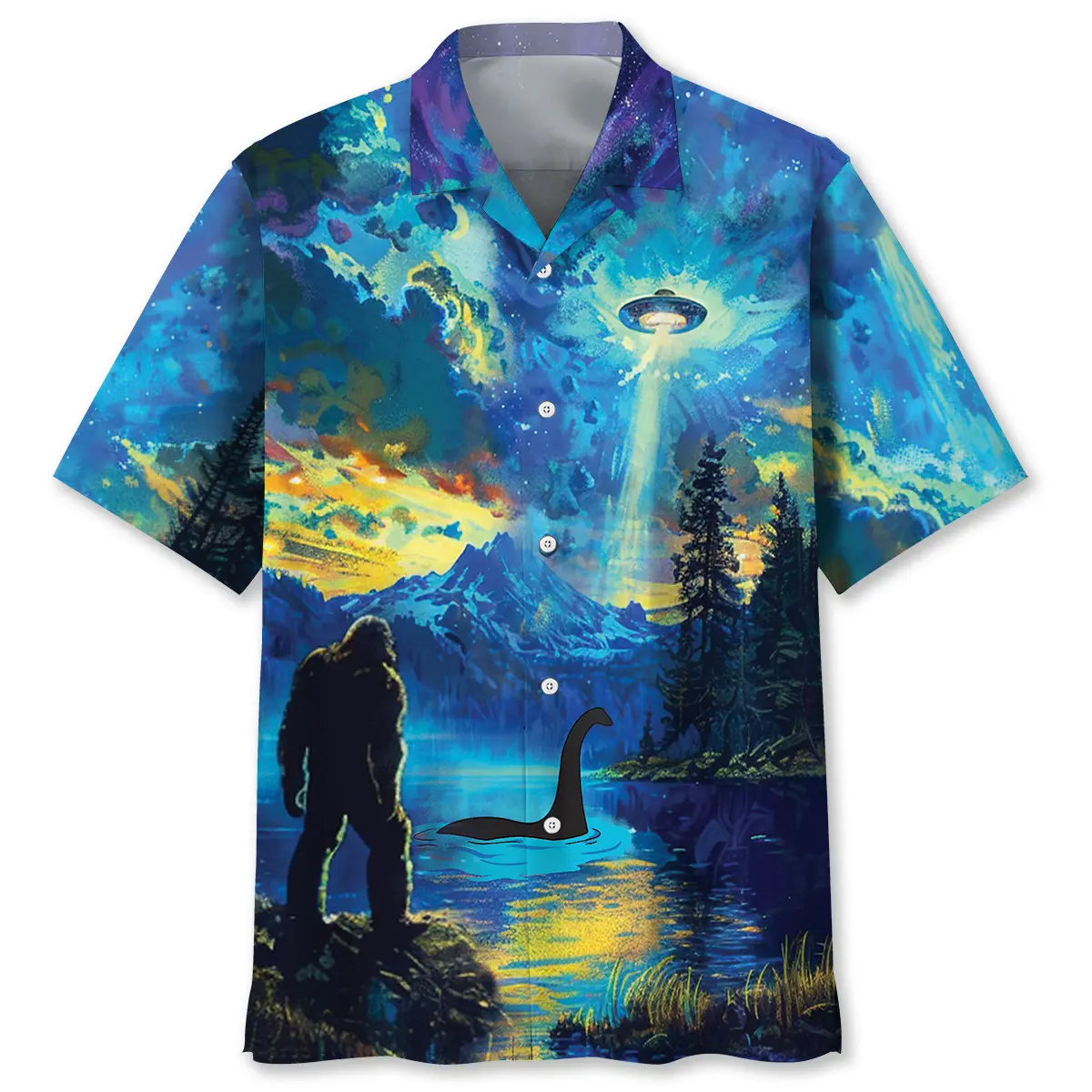 bigfoot-nessie-ufo-by-the-lake-hawaiian-shirt