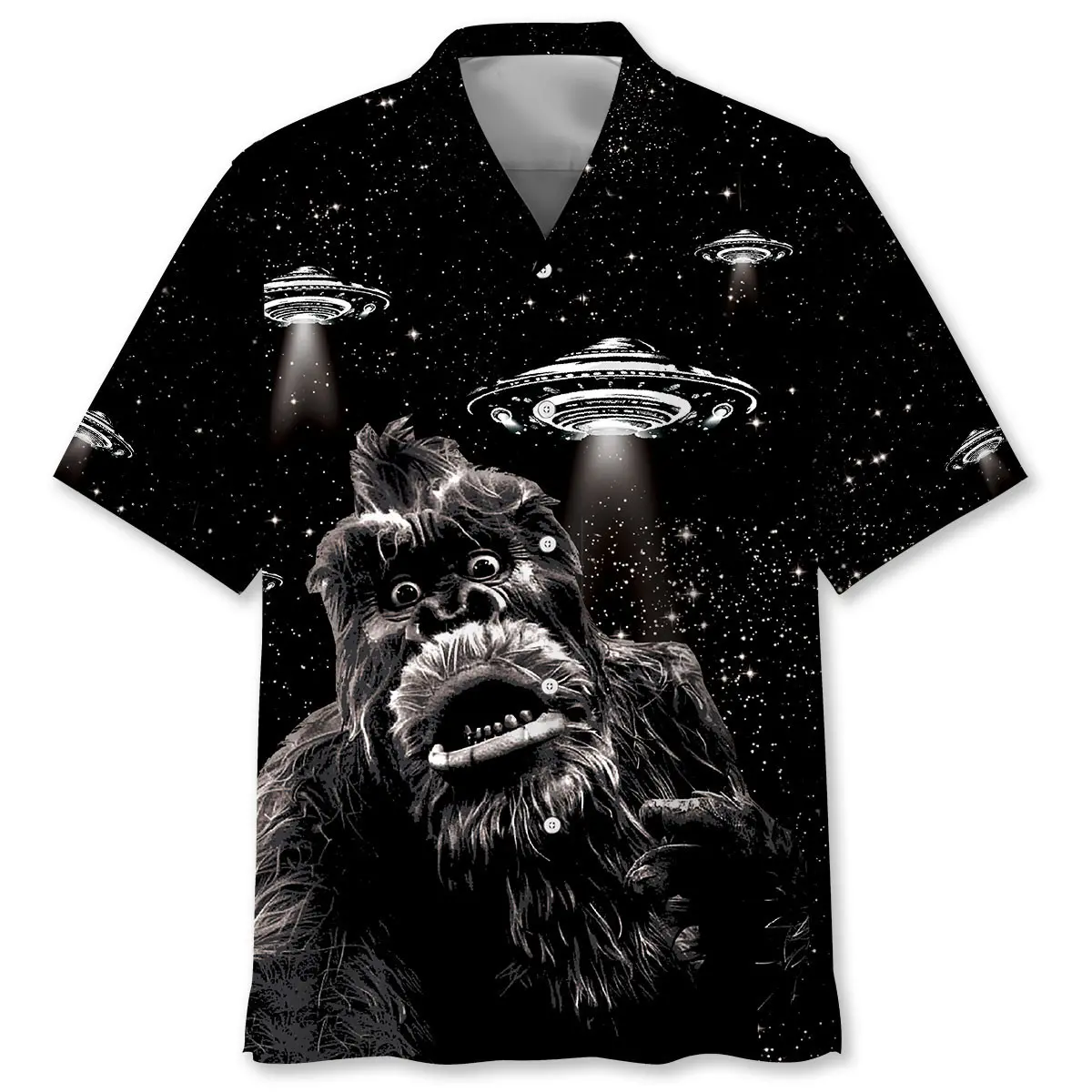 bigfoot-panicked-selfie-alien-hawaiian-shirt