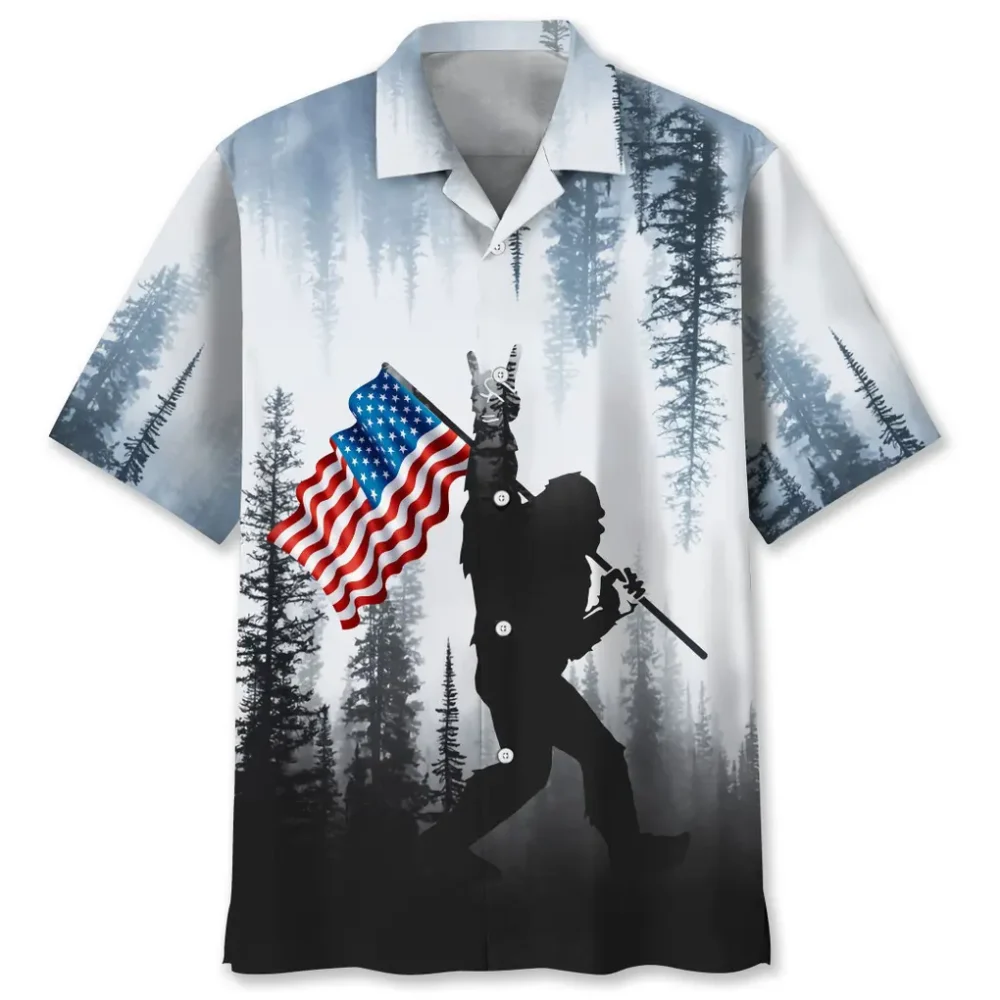 Bigfoot Usa Flag Hawaiian Shirt HWBN2762419 - Beltina