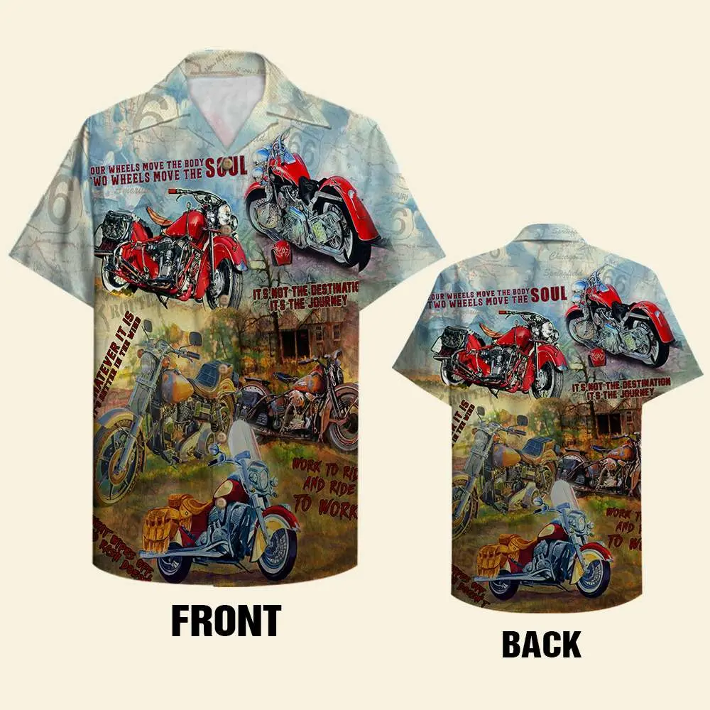 Biker Unisex Hawaiian Shirt Aloha Shirt Summer Vibe Work To Ride And Ride To Work HWBN2765605 - Beltina