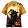 Black Cat Pumpkin Halloween Hawaiian Shirt HWBN2764638 - Beltina