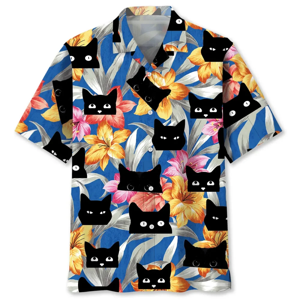 Black Cat Tropical Funny Hawaiian Shirt HWBN2762848 - Beltina