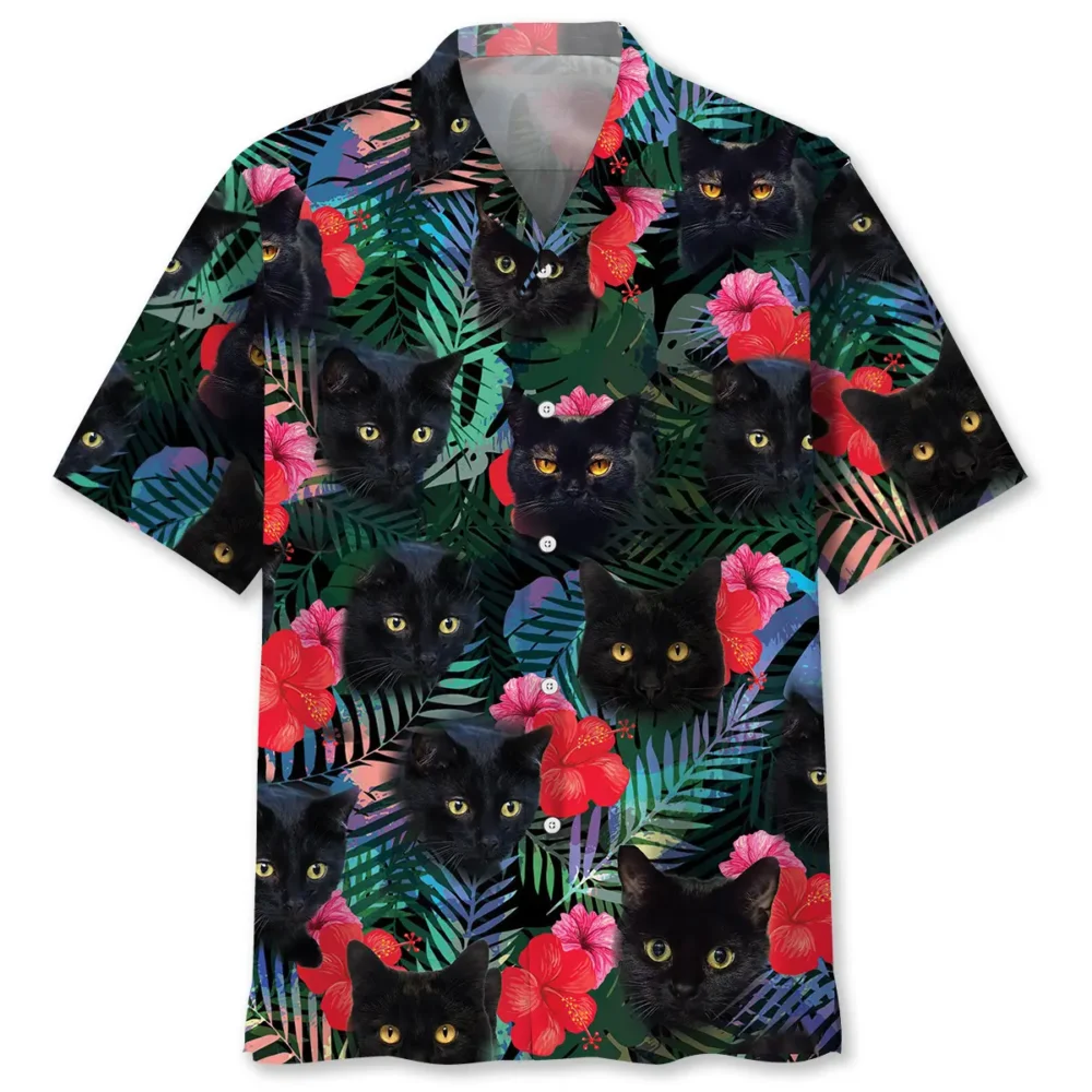 Black Cat Tropical Hawaiian Shirt HWBN2762822 - Beltina