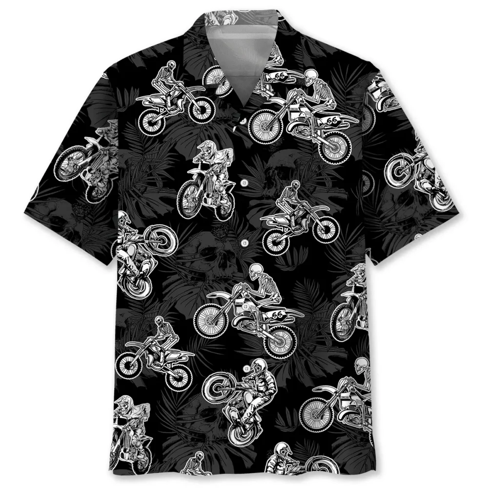 Black Dirt Bike Racing Hawaiian Shirt Men HWBN2762913 - Beltina