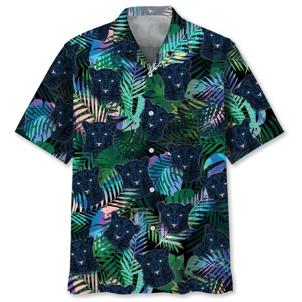 Black Leopard Tropical Hawaiian Shirt HWBN2762942 - Beltina