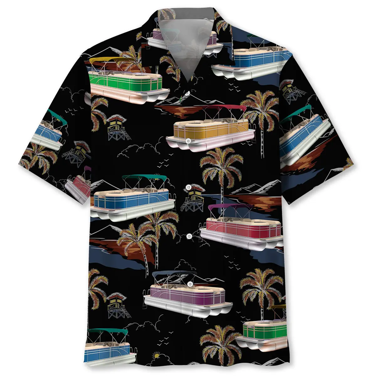 black-tropical-palm-tree-pontoon-hawaiian-shirt