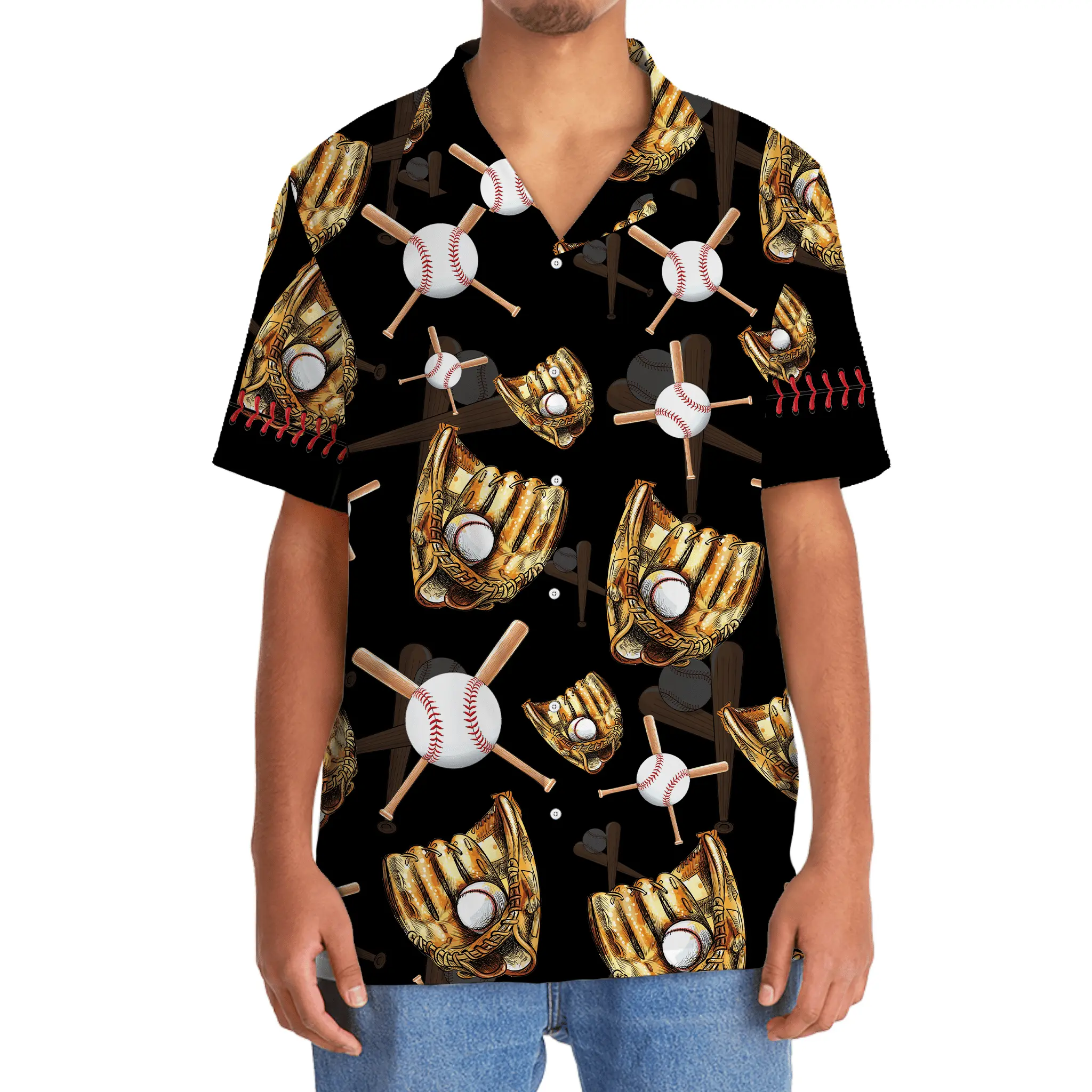 black-vintage-baseball-gloves-hawaiian-shirt-1