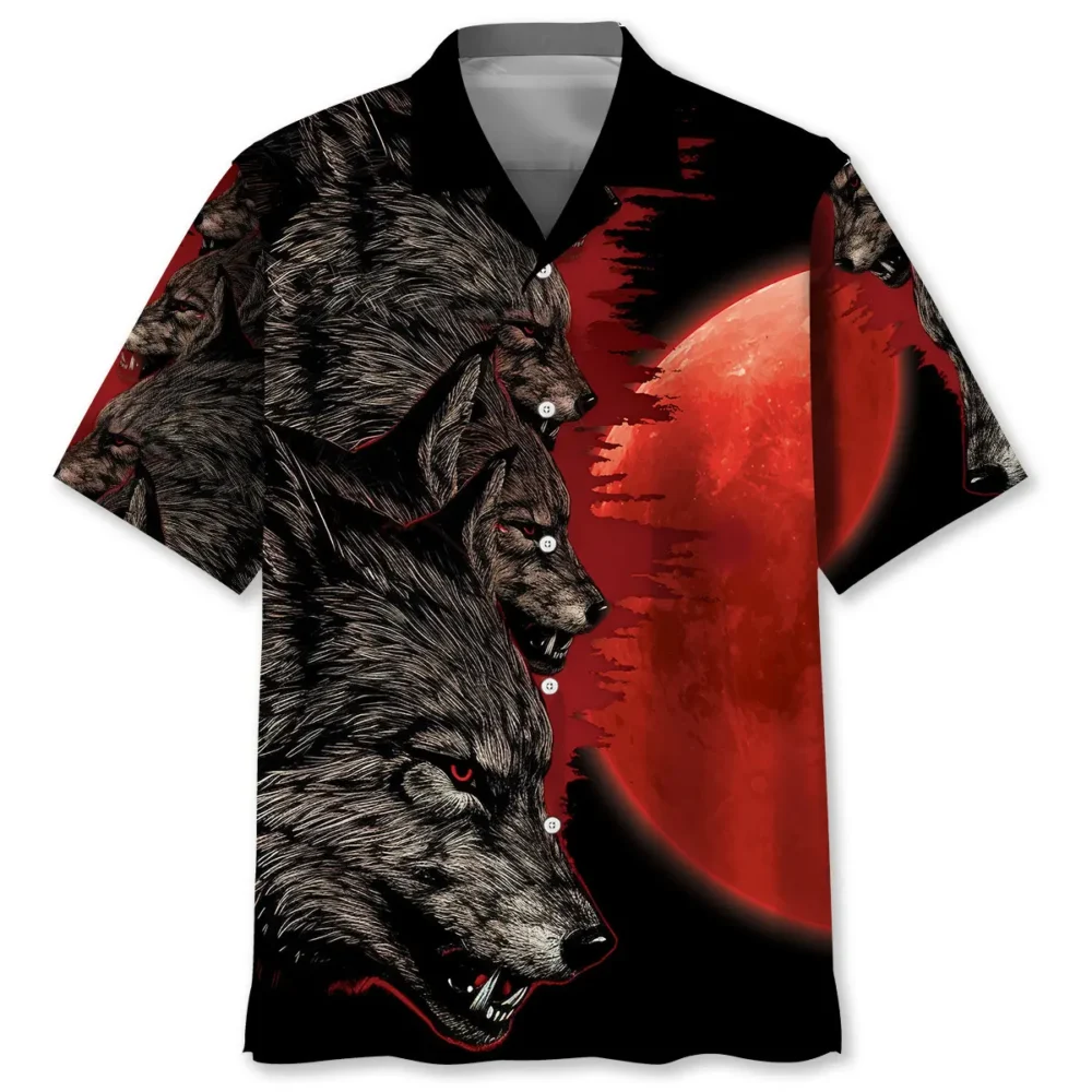 Blood Moon Wolf Hawaiian Shirt HWBN2762879 - Beltina
