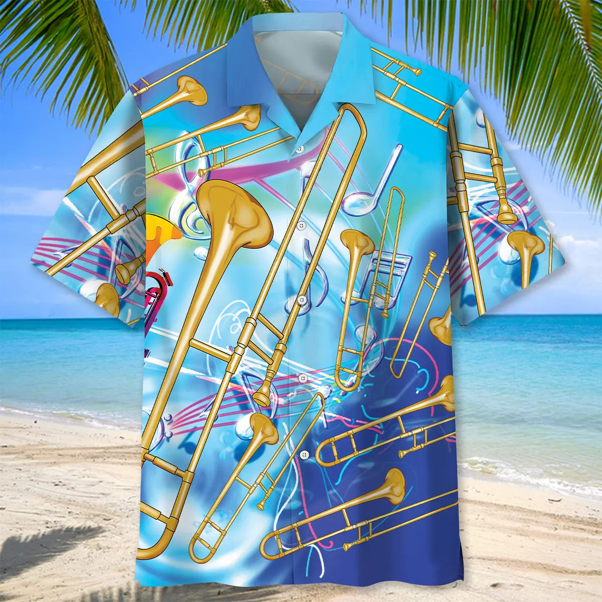 blue-golden-trombone-hawaiian-shirt-1