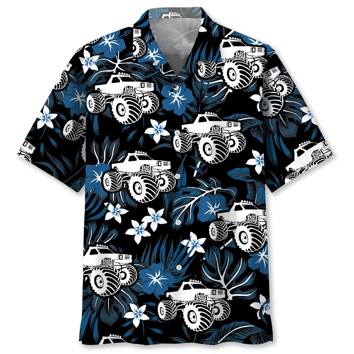 blue-monster-truck-hawaiian-shirt