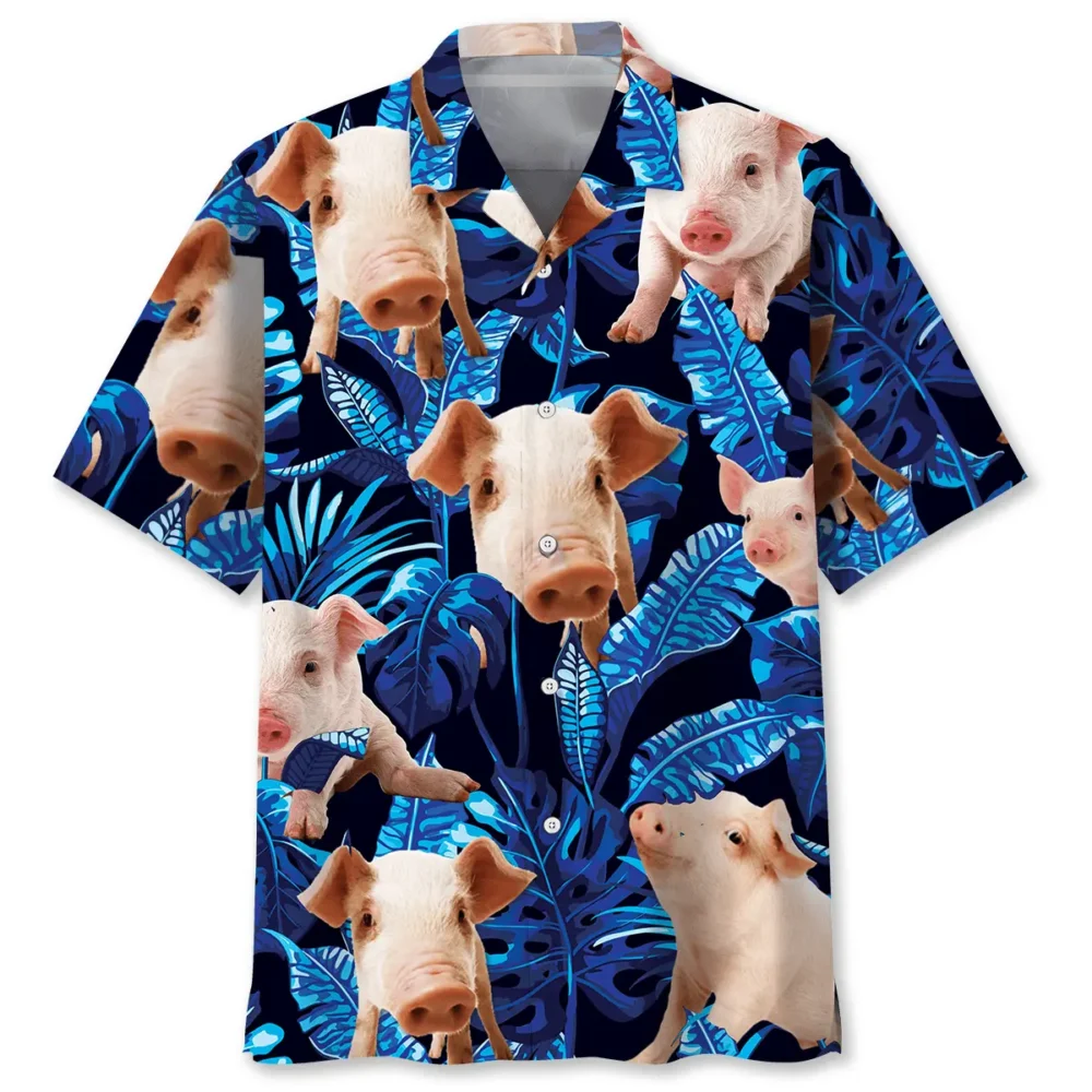 Blue Pig Hawaiian Shirt Men HWBN2762974 - Beltina