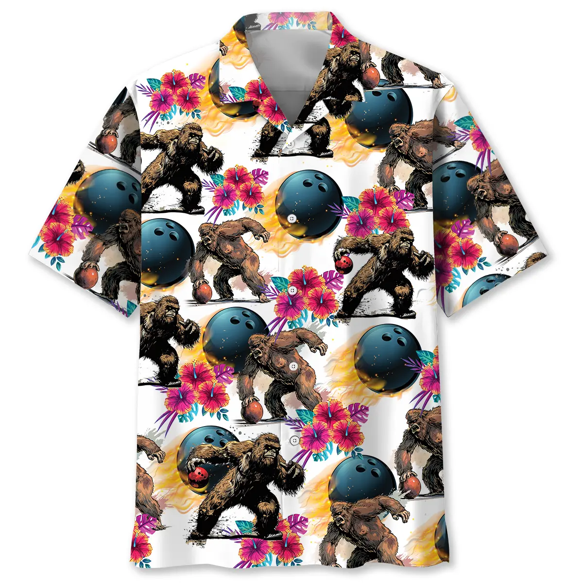 bowling-bigfoot-hibiscus-hawaiian-shirt