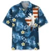 Boxing Usa Blue Tropical Hawaiian Shirt HWBN2762407 - Beltina