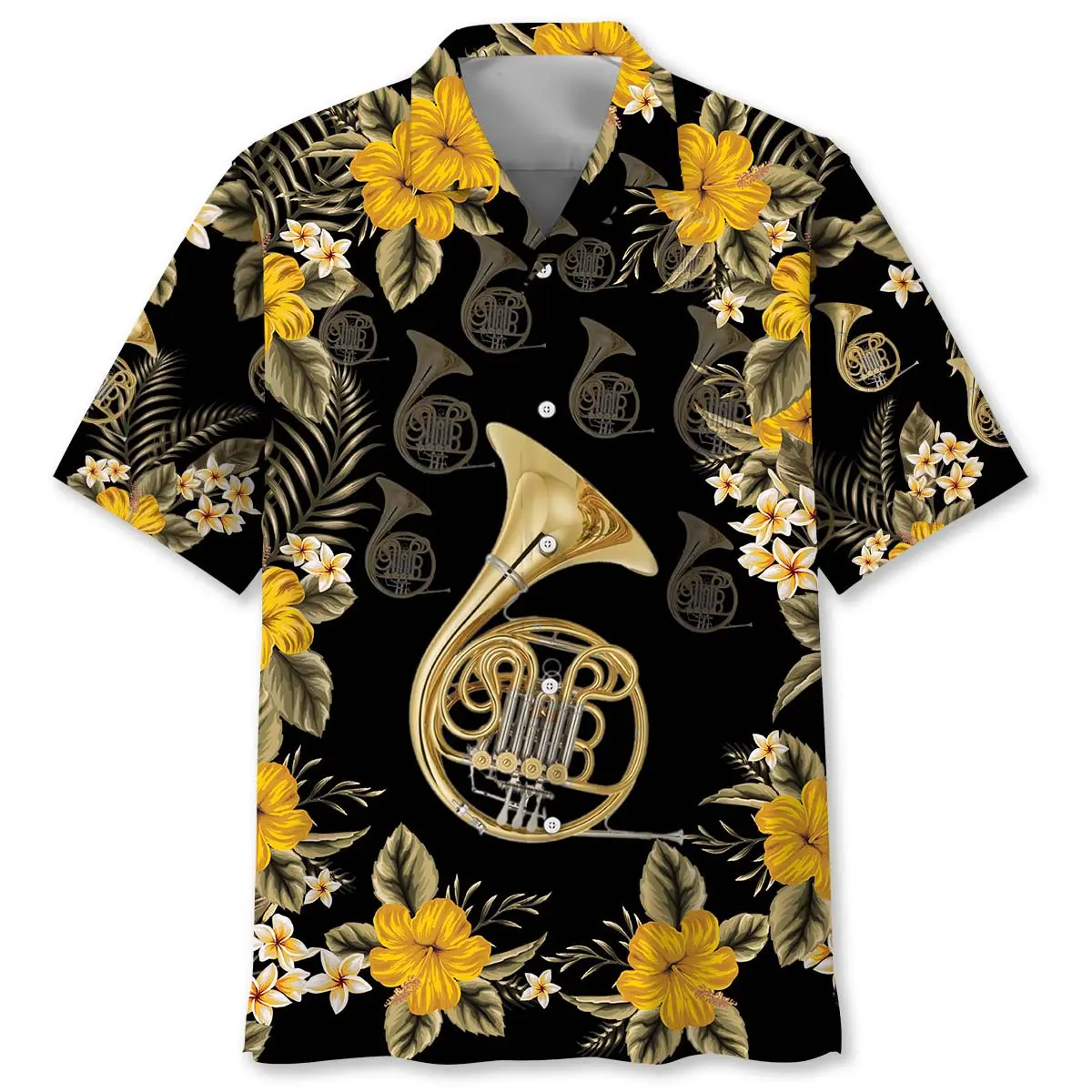 brass-french-horn-hawaiian-shirt