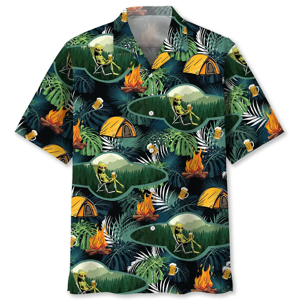 camping-alien-chillin-beer-hawaiian-shirt