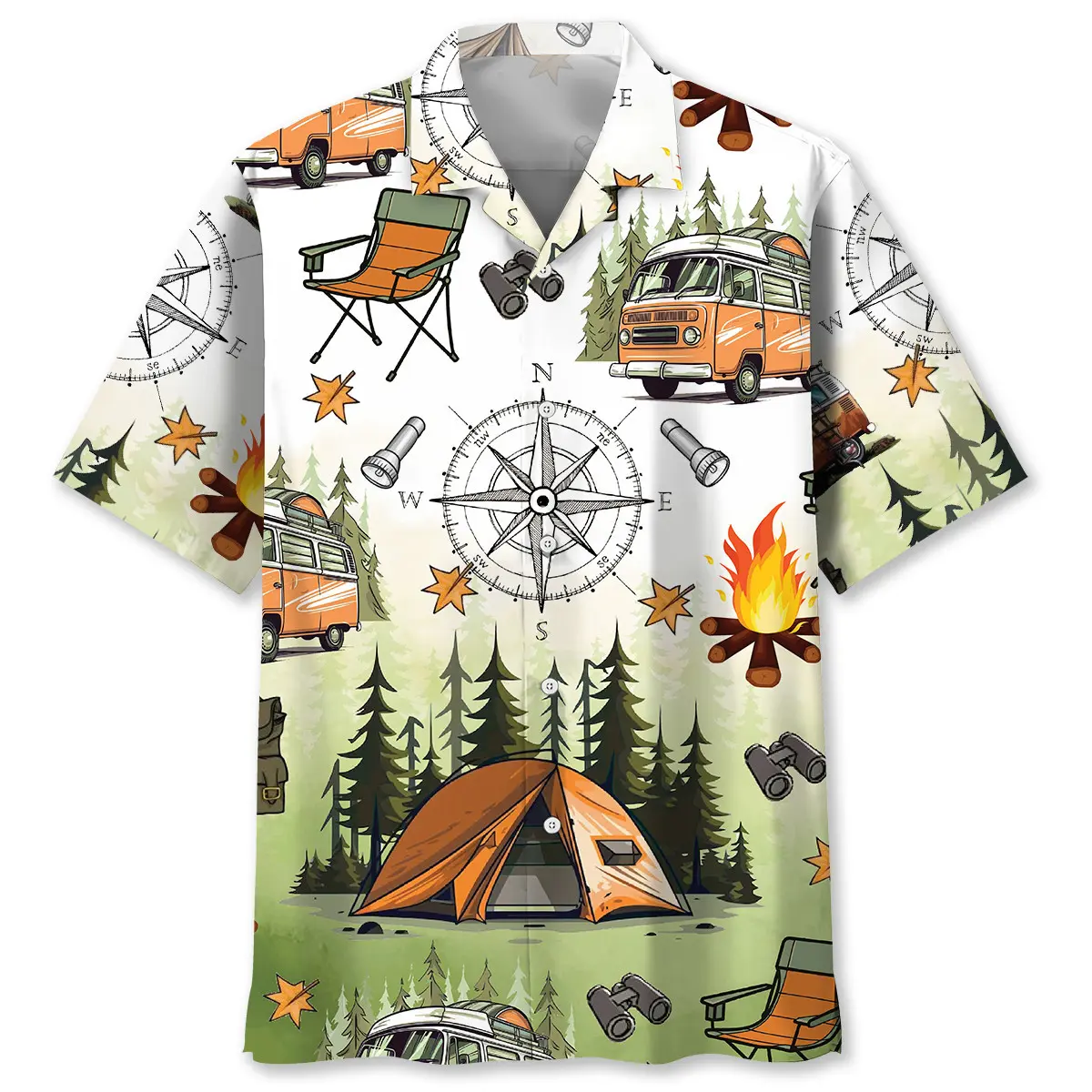 camping-tent-compass-hawaiian-shirt