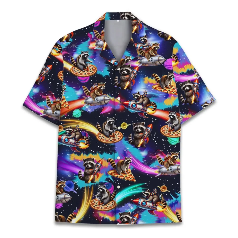 Galaxy Raccoon Unisex Hawaiian Shirt Aloha Shirt HWBN2765686 - Beltina
