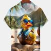 Casual Everyday Hawaiian Yellow Duck Print Art Stretch Large Size Button Cardigan Polyester Hawaiian Shirt HWBN2765261 - Beltina