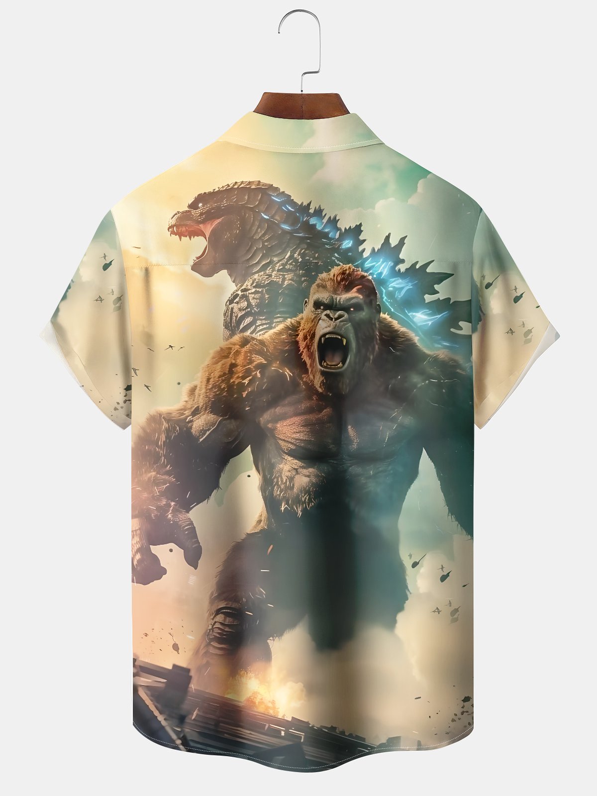 casual-everyday-king-kong-godzilla-print-art-stretch-large-size-button-cardigan-polyester-hawaiian-shirt-1