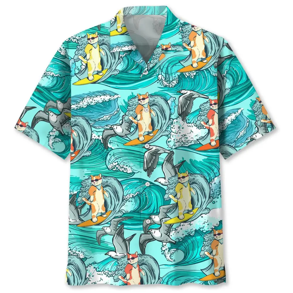Cat Surfing Hawaiian Shirt HWBN2762613 - Beltina