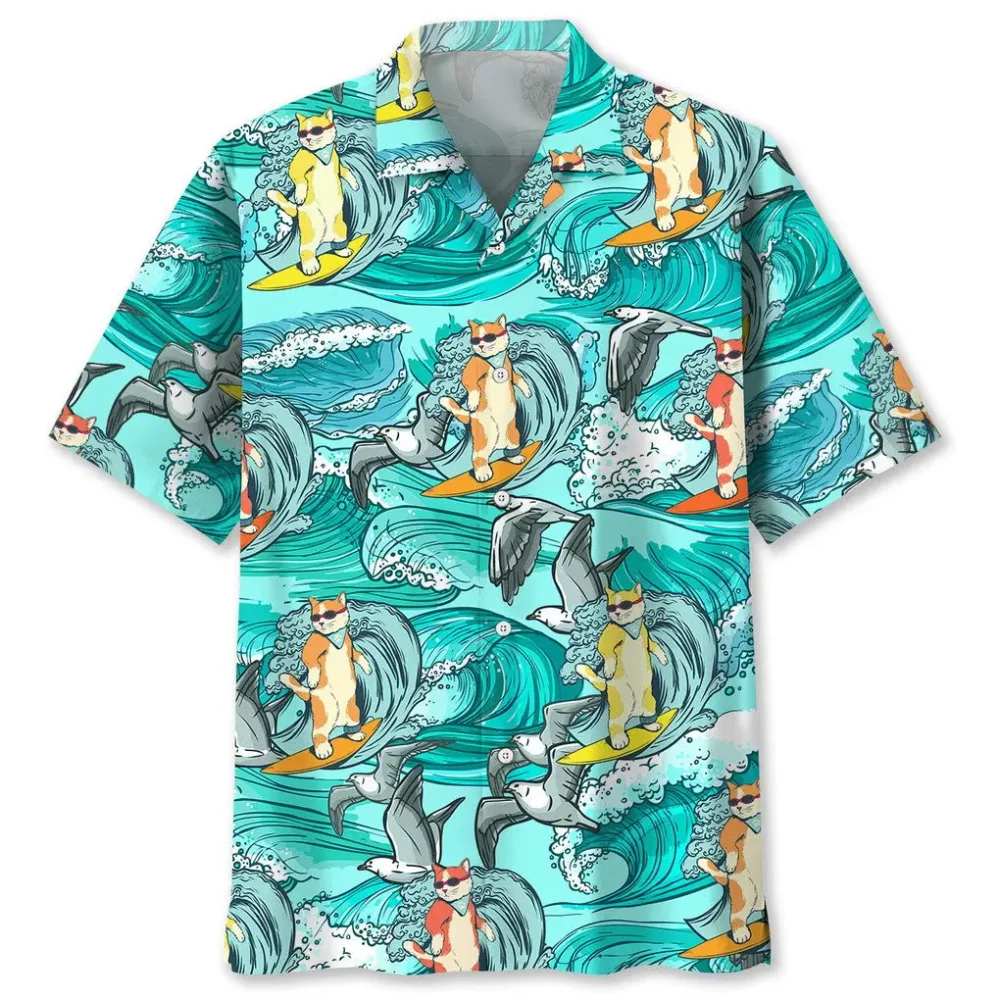 Cat Surfing Hawaiian Shirt HWBN2762427 - Beltina