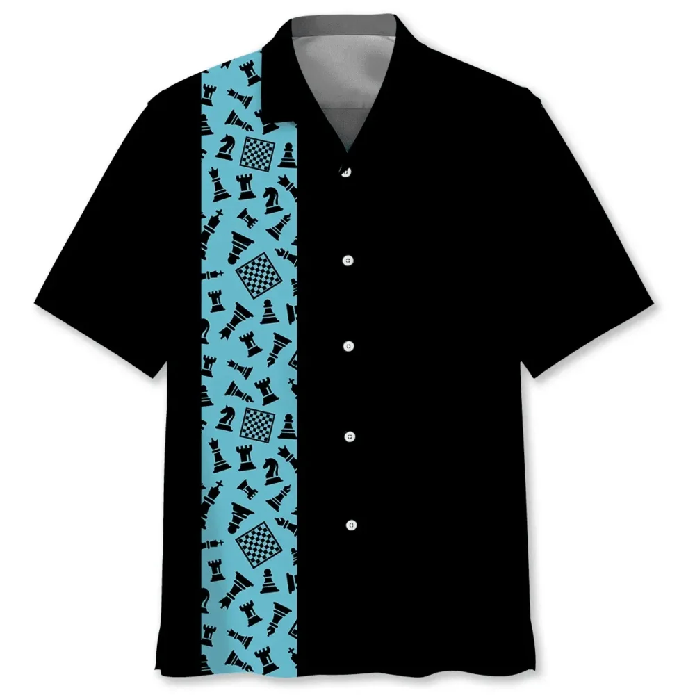 Chess Blue Hawaiian Shirt HWBN2762086 - Beltina