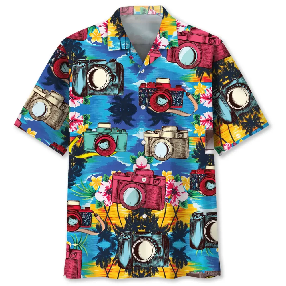Colorful Camera Tropical Hawaiian Shirt HWBN2762898 - Beltina