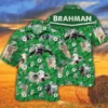 Cow Tropical Cow Men Trendy Hawaiian Shirts Brahman Cattle Lovers Green Floral Pattern Trendy Hawaiian Shirt HWBN2765019 - Beltina
