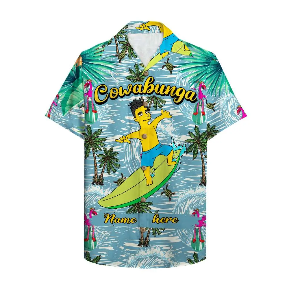 Cowabunga Simpsonalized Surfing Boy Unisex Hawaiian Shirt Aloha Shirt HWBN2765655 - Beltina