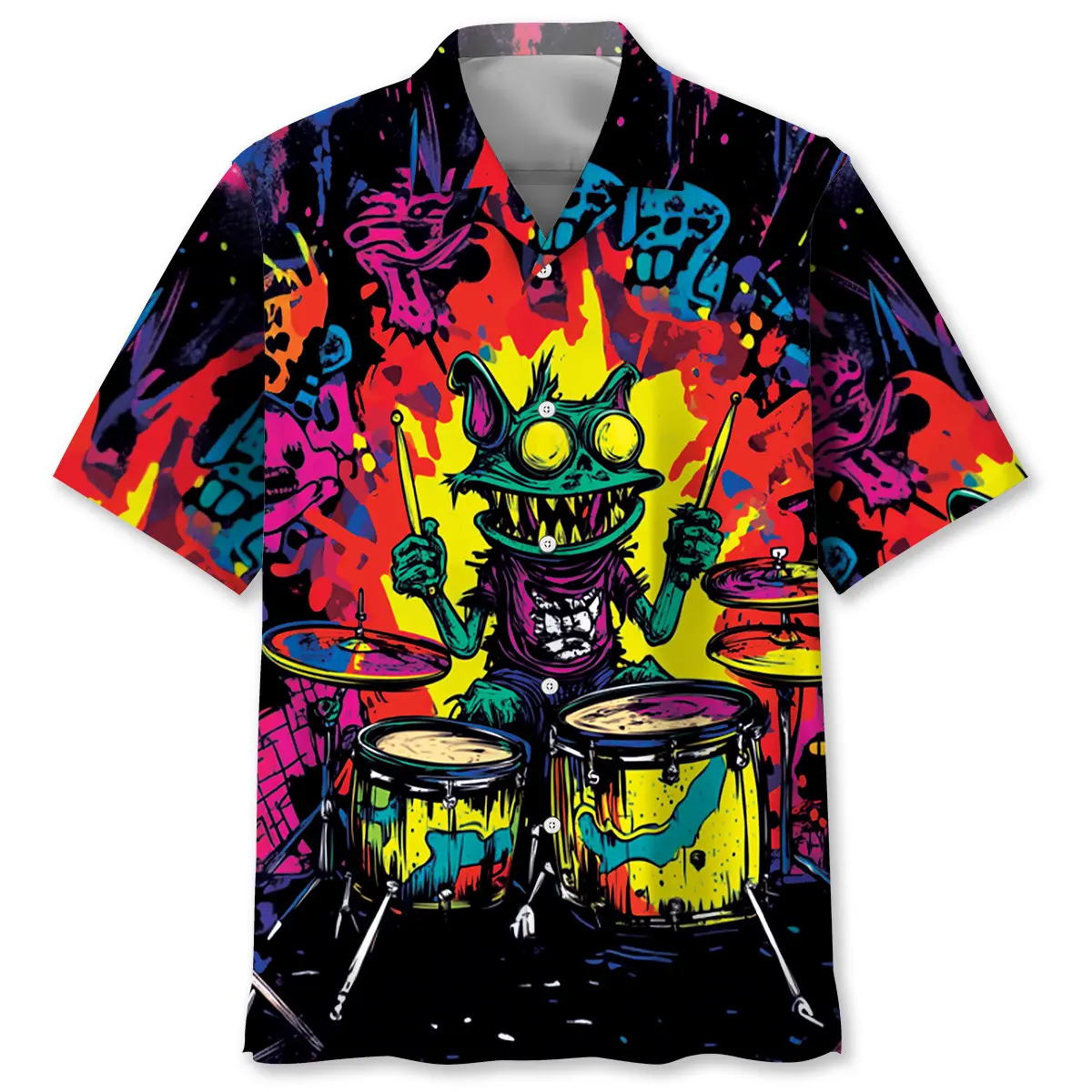 crazy-drum-monster-hawaiian-shirt