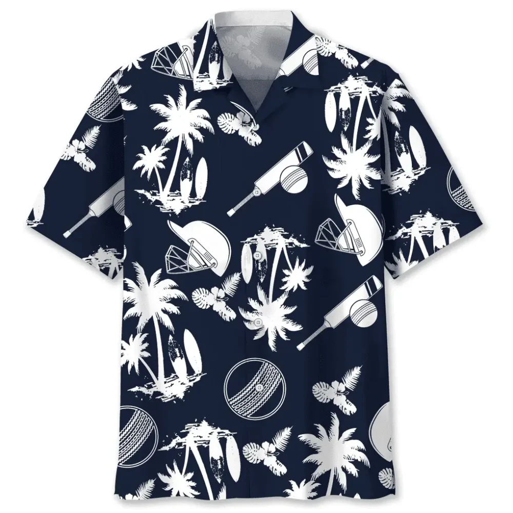 Cricket Black White Hawaiian Shirt HWBN2762164 - Beltina