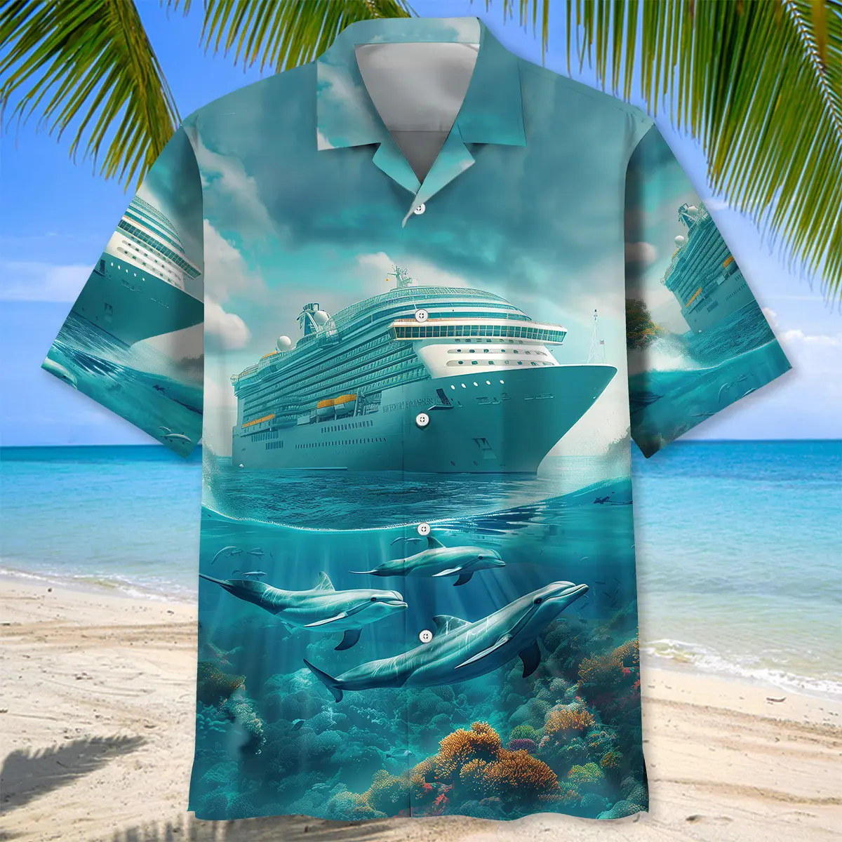 cruise-ship-with-dolphins-art-hawaiian-shirt-1